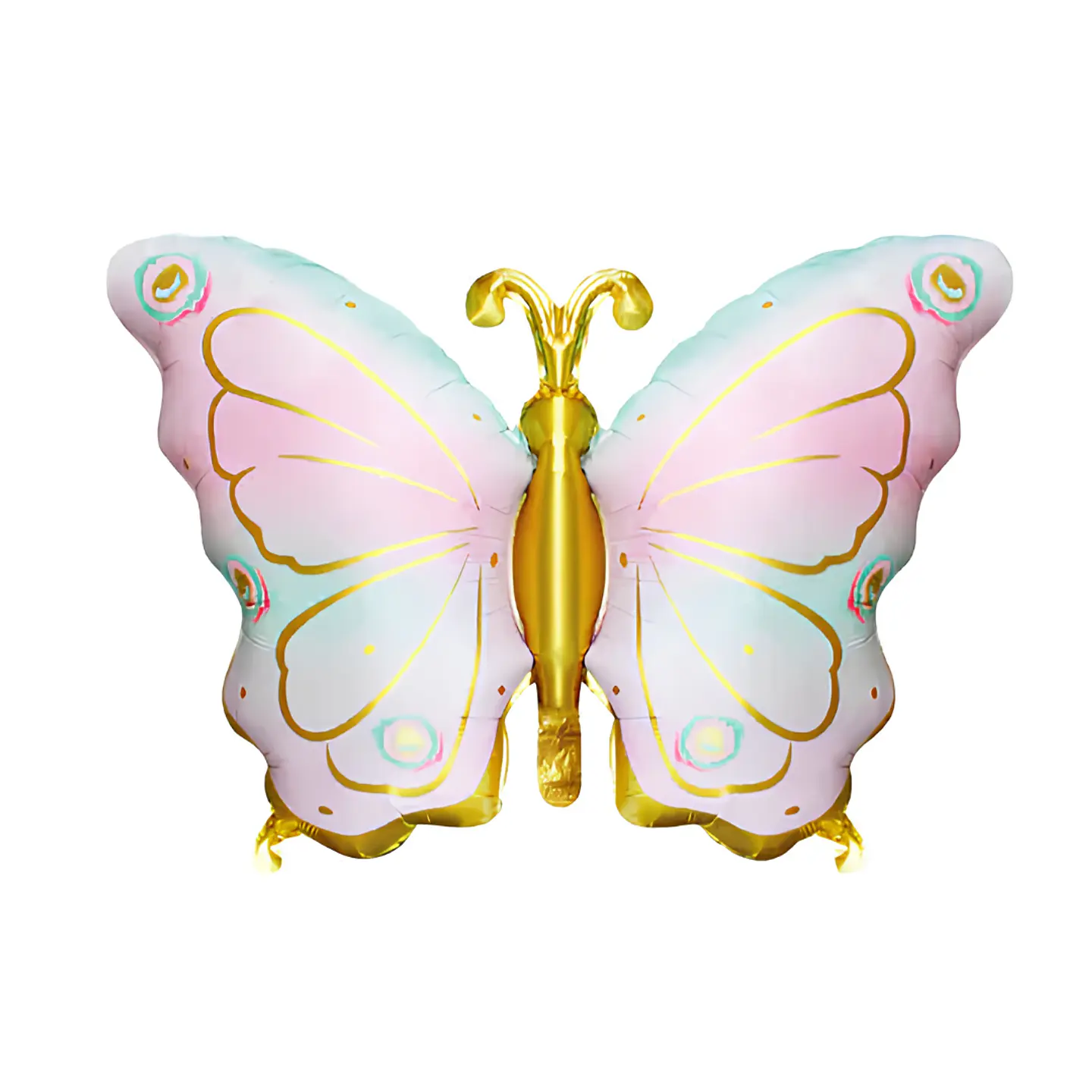 Globo Metálico Mariposa Rosada y Dorado 79cm con Helio 1