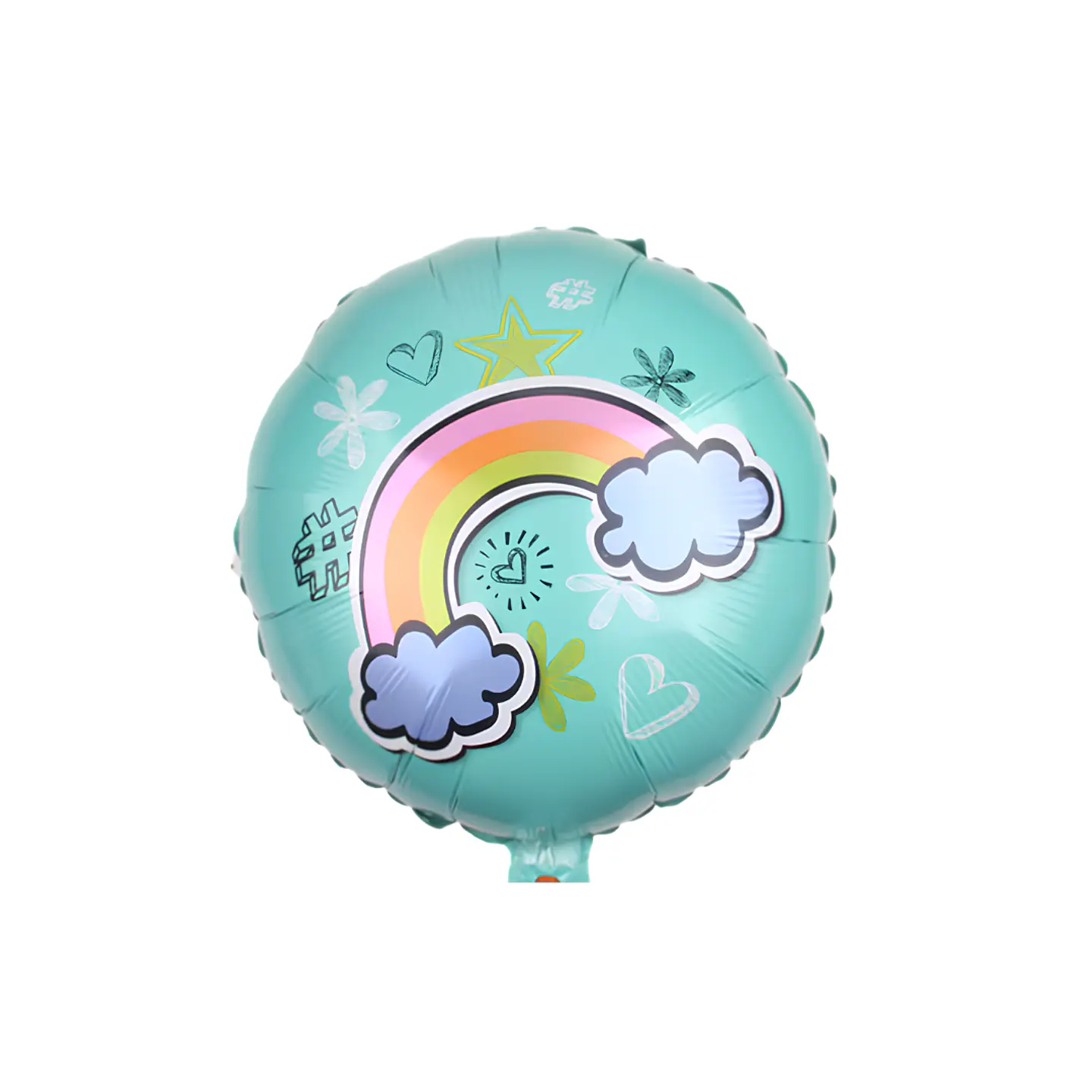Globo Metálico Redondo Arcoiris Azul con Helio 45cm 1