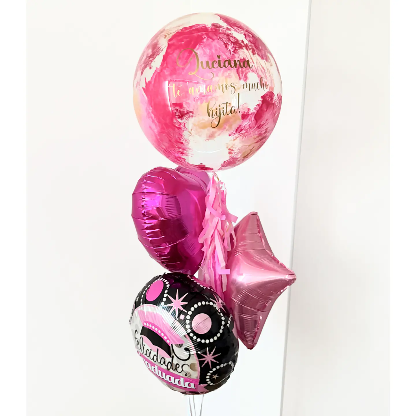 Bouquet de Globos para Graduada con Helio y Burbuja Personalizada 1