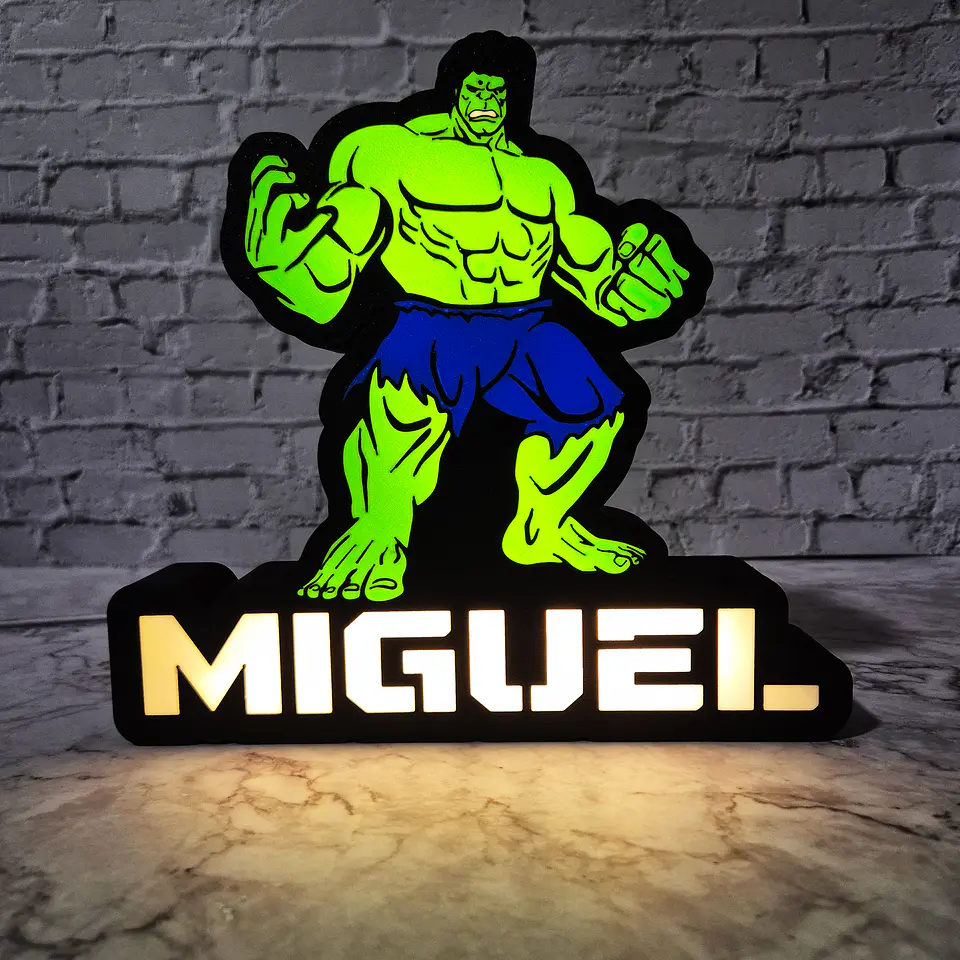 Candeeiro Temático - Hulk [Nome Personalizável] 1