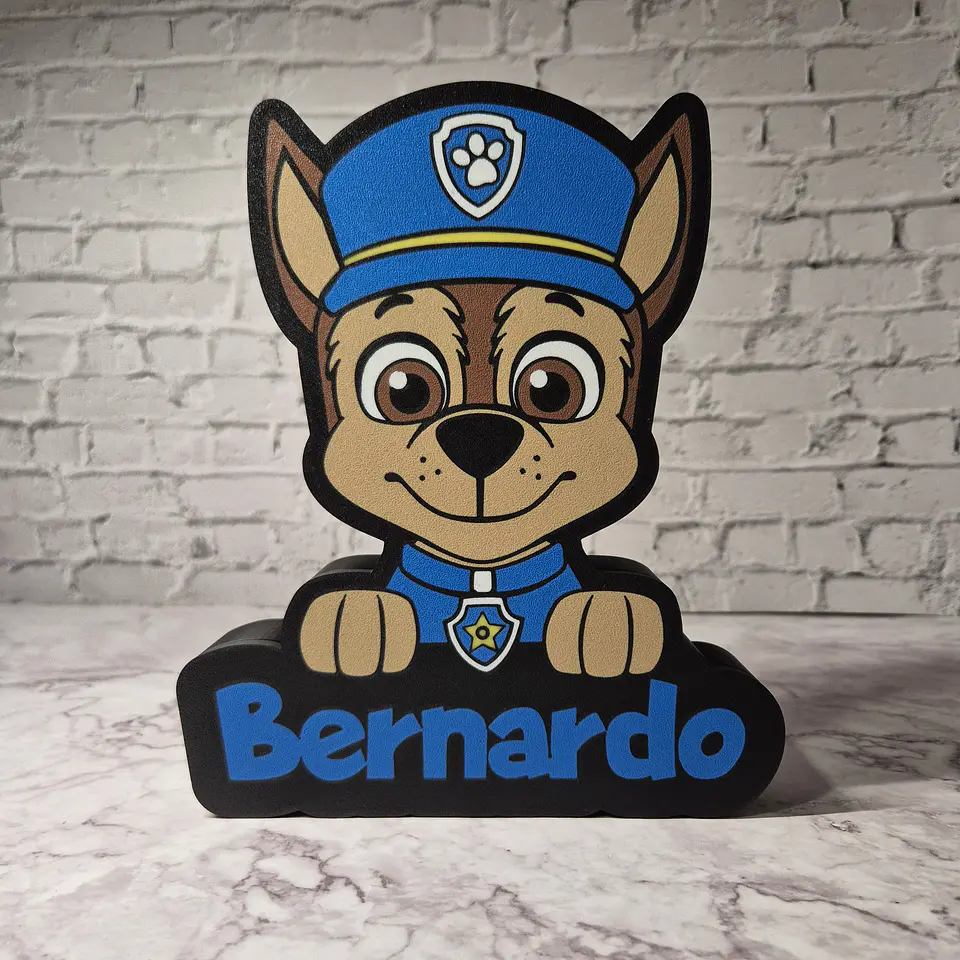 Candeeiro Temático - Chase (Patrulha Pata) [Nome Personalizável] 2