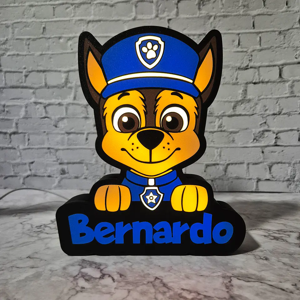 Candeeiro Temático - Chase (Patrulha Pata) [Nome Personalizável] 1