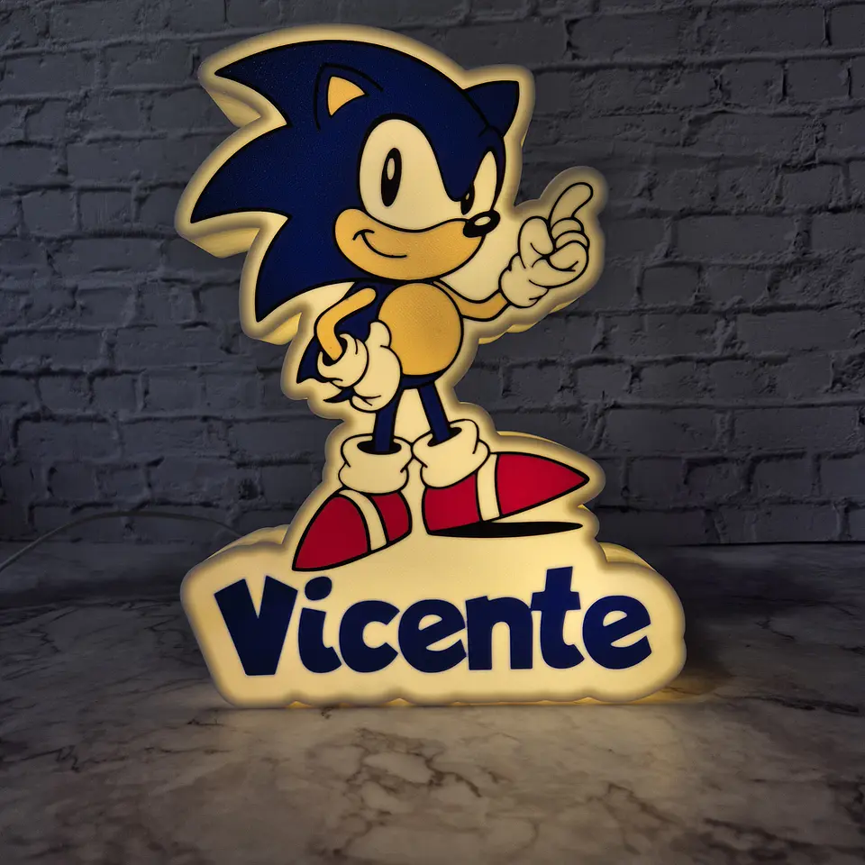 Candeeiro Temático - Sonic [Nome Personalizável] 1
