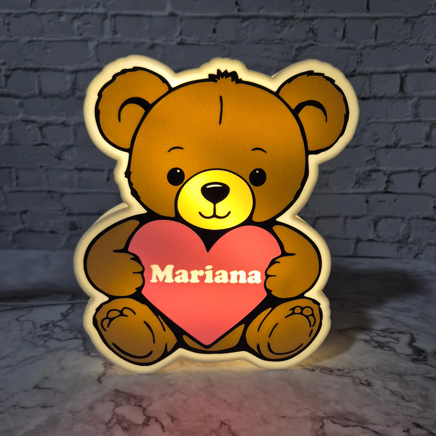 Candeeiro Temático - Urso Coração [Nome Personalizável] 1