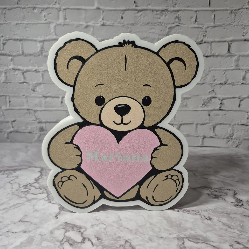 Candeeiro Temático - Urso Coração [Nome Personalizável] 5