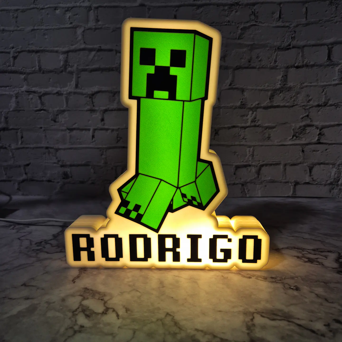 Candeeiro Temático - Minecraft Creeper [Nome Personalizável] 1