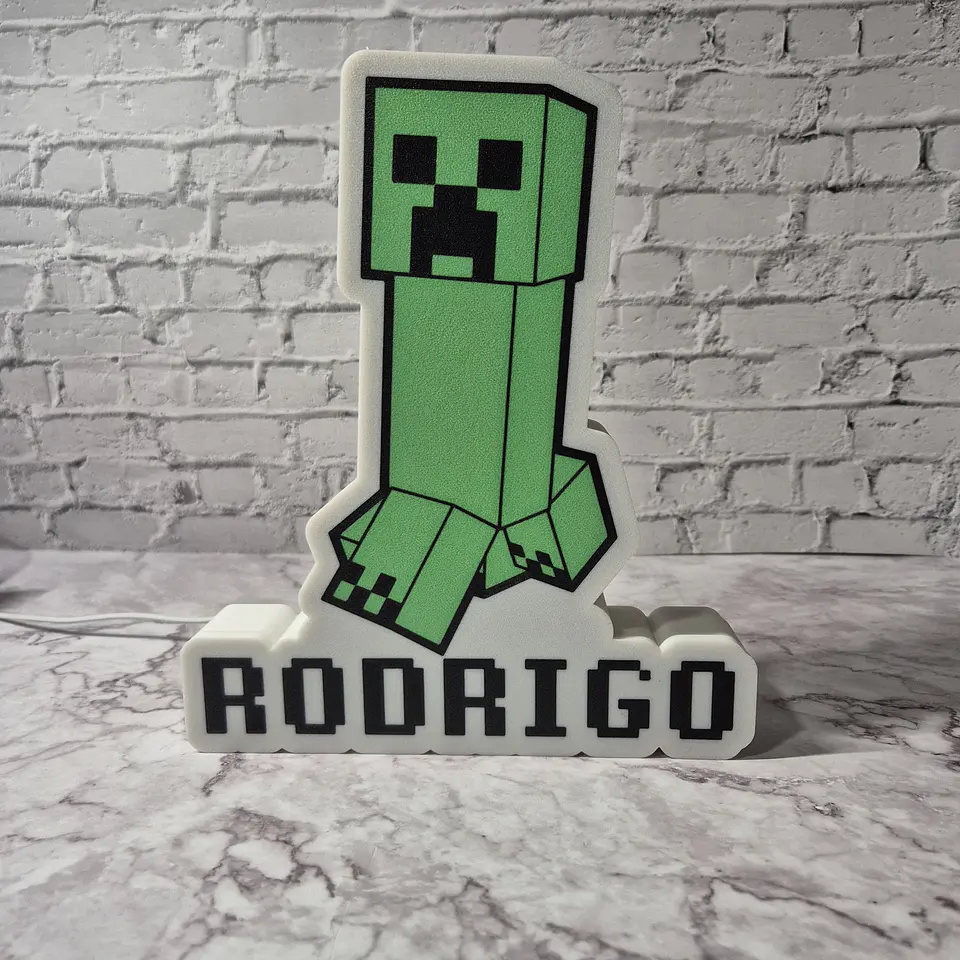 Candeeiro Temático - Minecraft Creeper [Nome Personalizável] 2