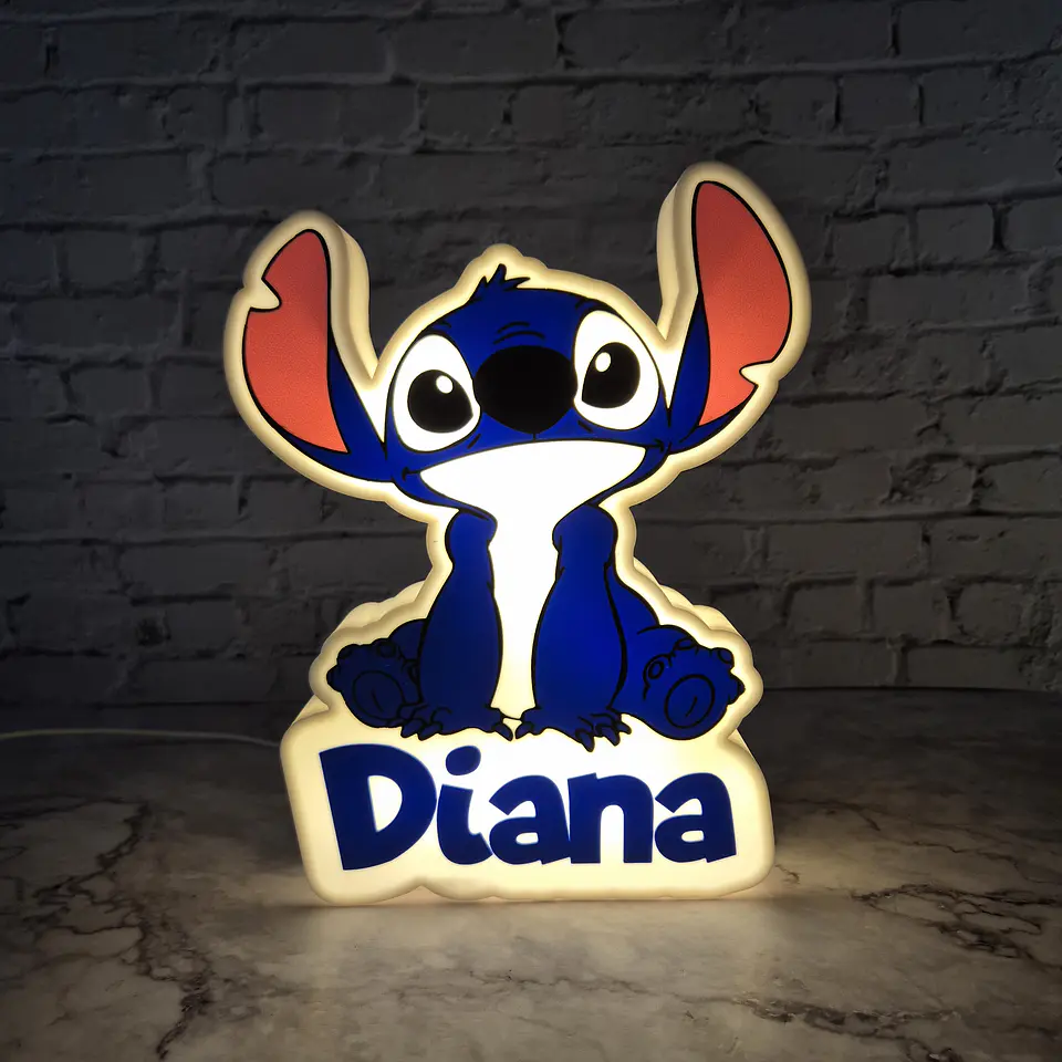 Candeeiro Temático - Stitch [Nome Personalizável] 11