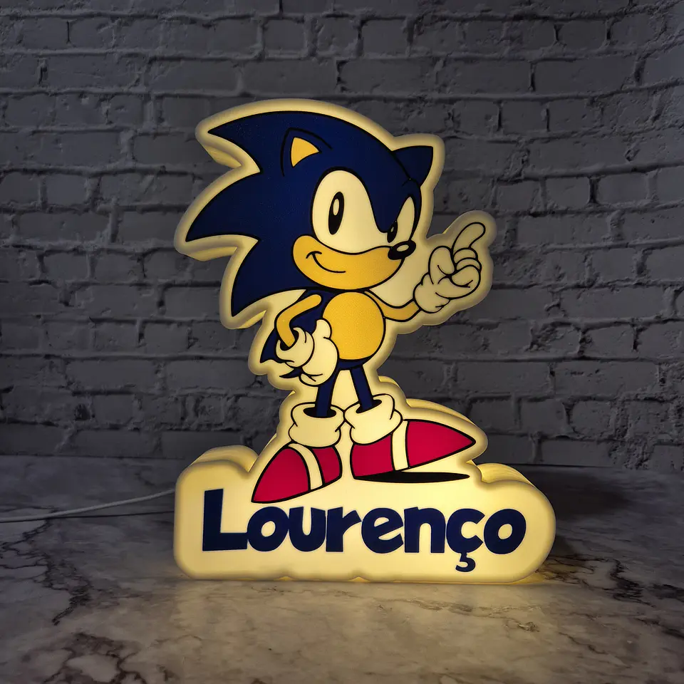 Candeeiro Temático - Sonic [Nome Personalizável] 2
