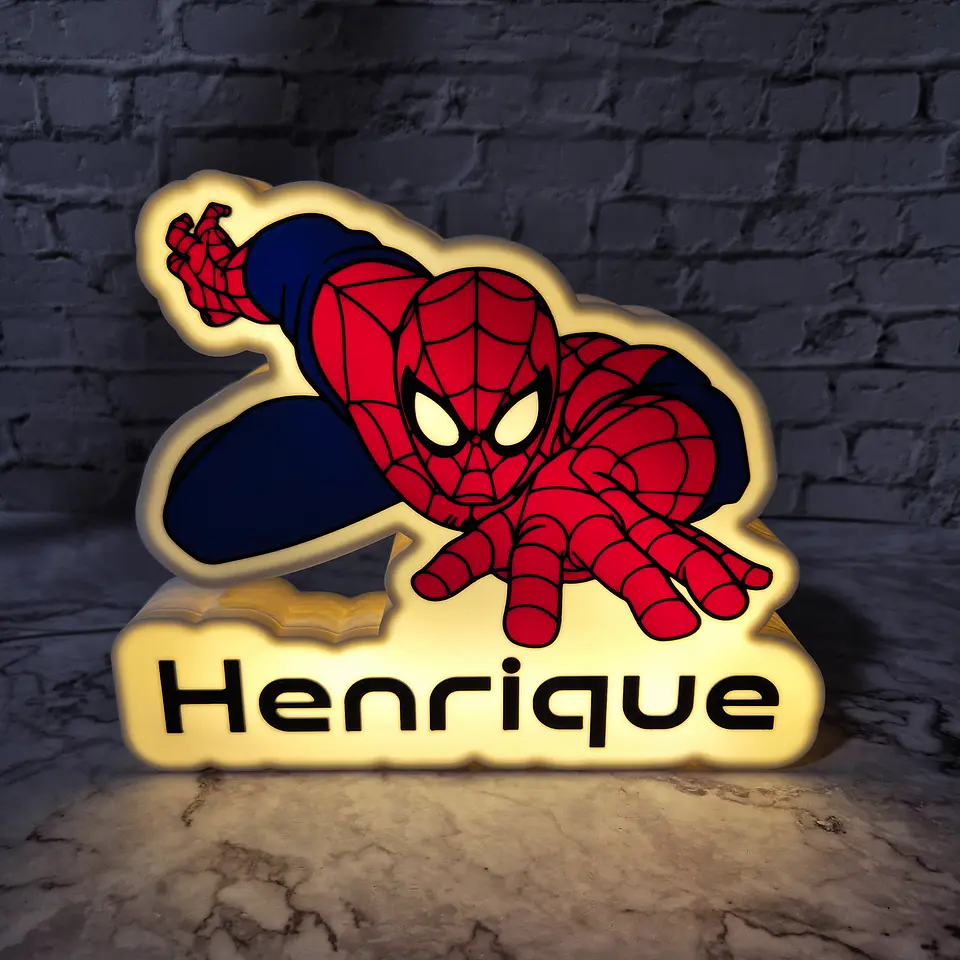 Candeeiro Temático - Spiderman [Nome Personalizável] 2