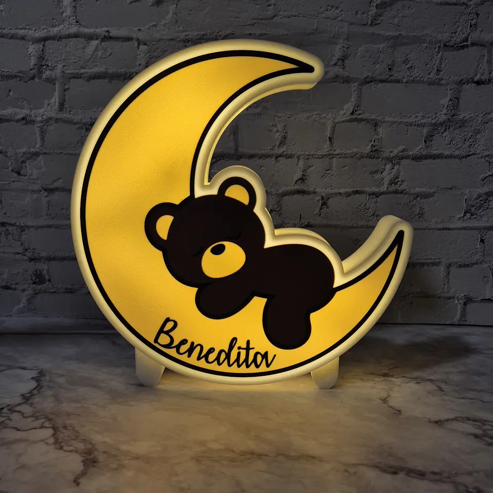 Luz de Noche - Luna con Oso [Nombre Personalizable] 1