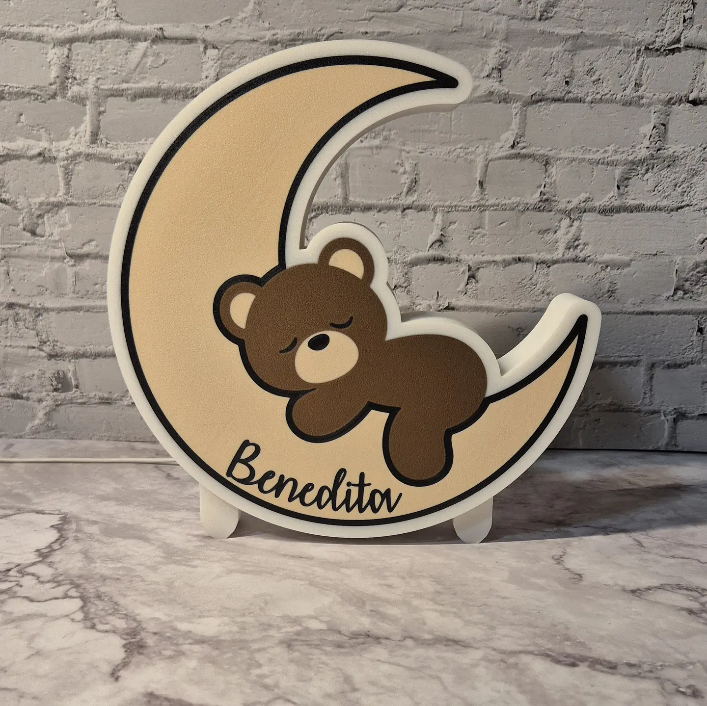 Luz de Noche - Luna con Oso [Nombre Personalizable] 2