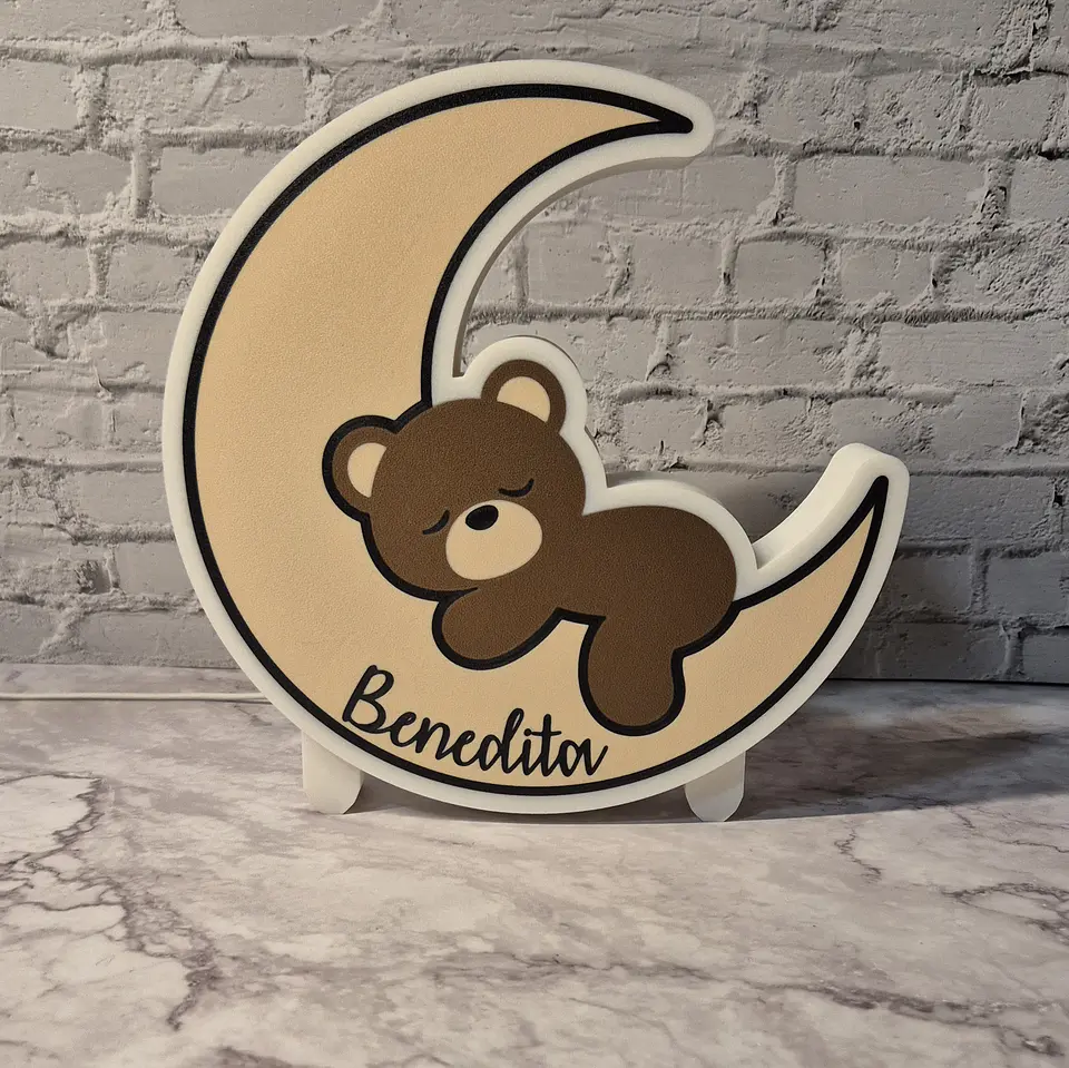 Luz de Noche - Luna con Oso [Nombre Personalizable] 2