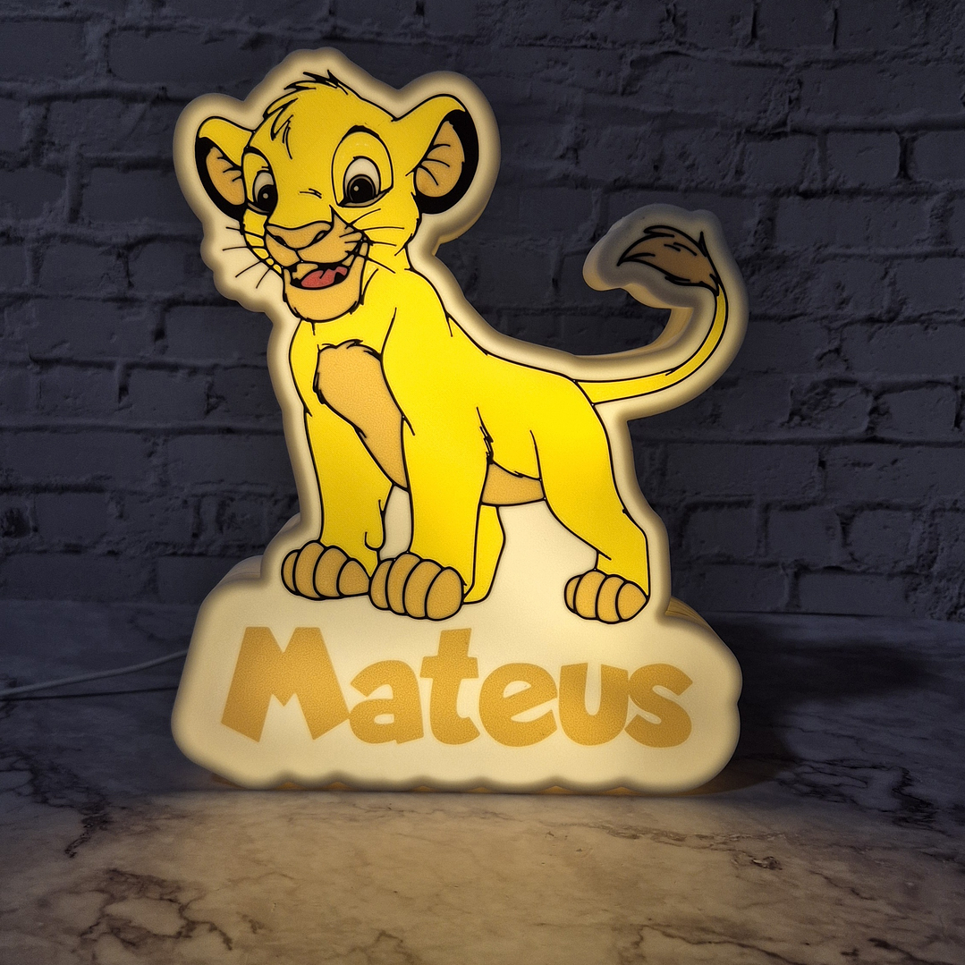 Candeeiro Temático - Simba [Nome Personalizável] 1