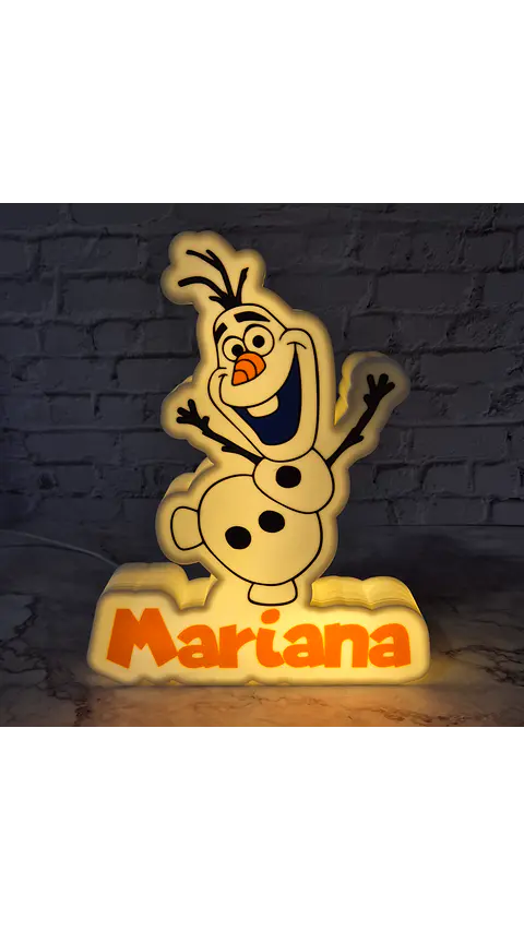 Candeeiro Temático - Olaf [Nome Personalizável]