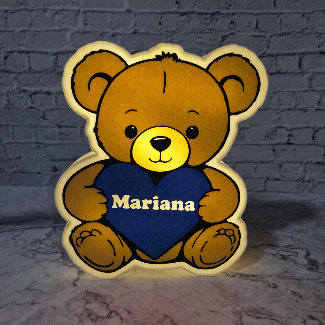 Candeeiro Temático - Urso Coração [Nome Personalizável] 2