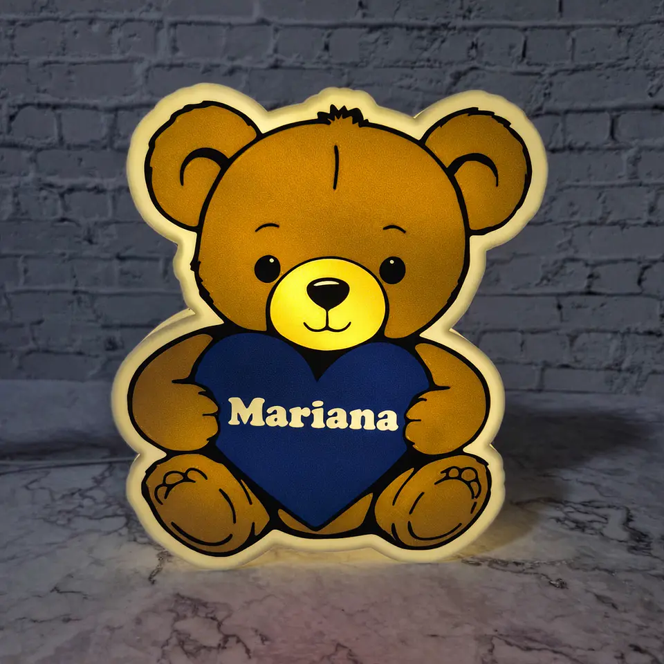 Candeeiro Temático - Urso Coração [Nome Personalizável] 2