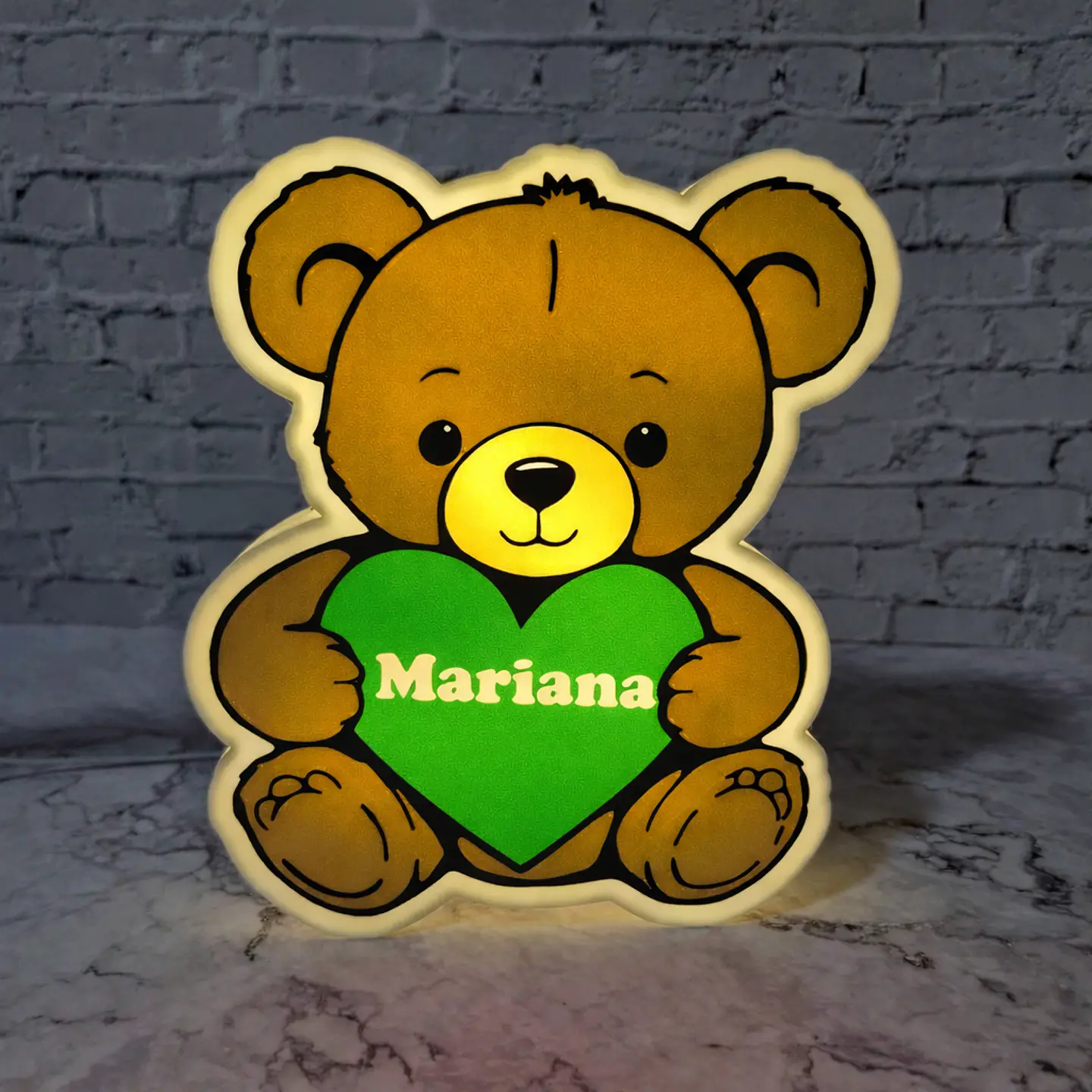 Candeeiro Temático - Urso Coração [Nome Personalizável] 3