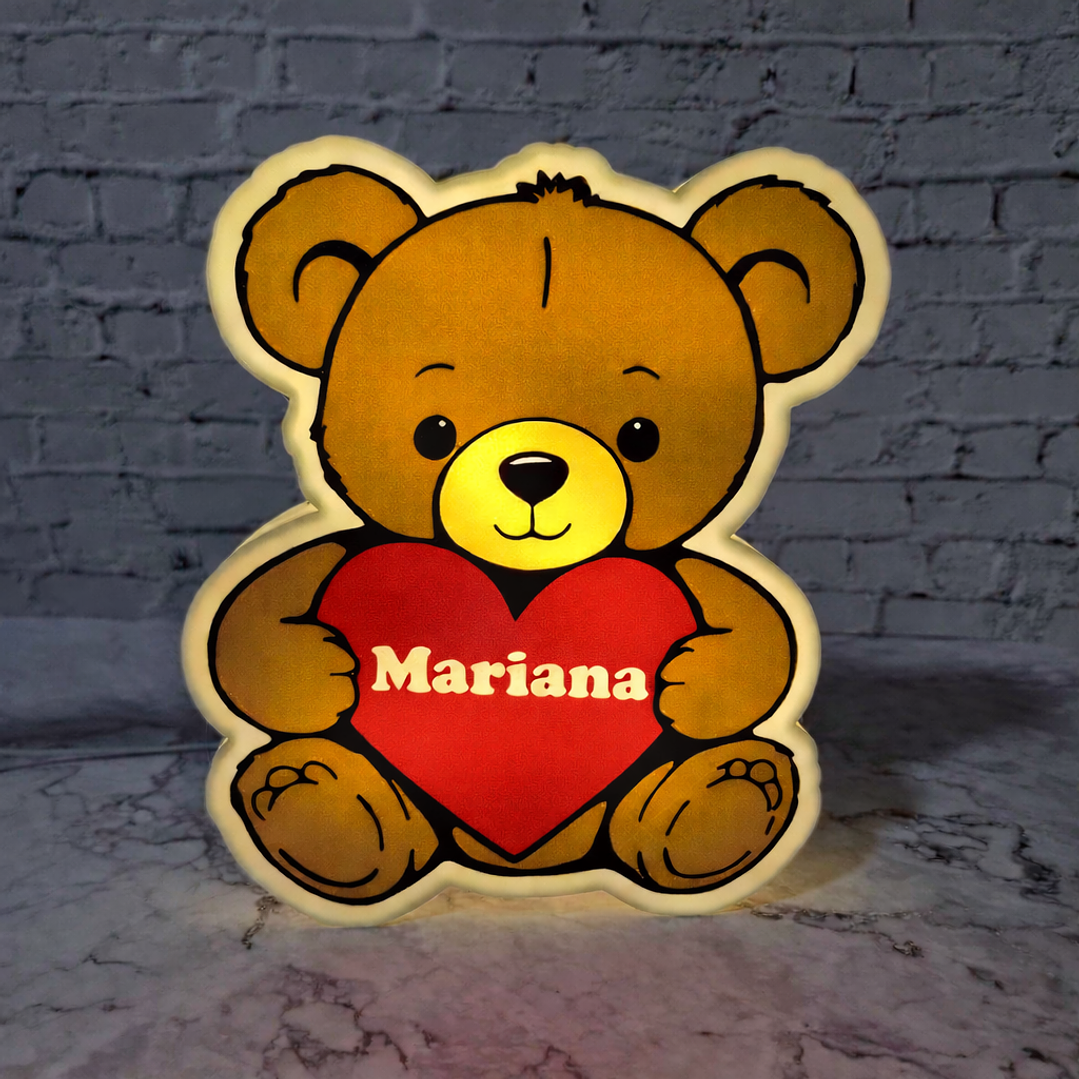 Candeeiro Temático - Urso Coração [Nome Personalizável] 4