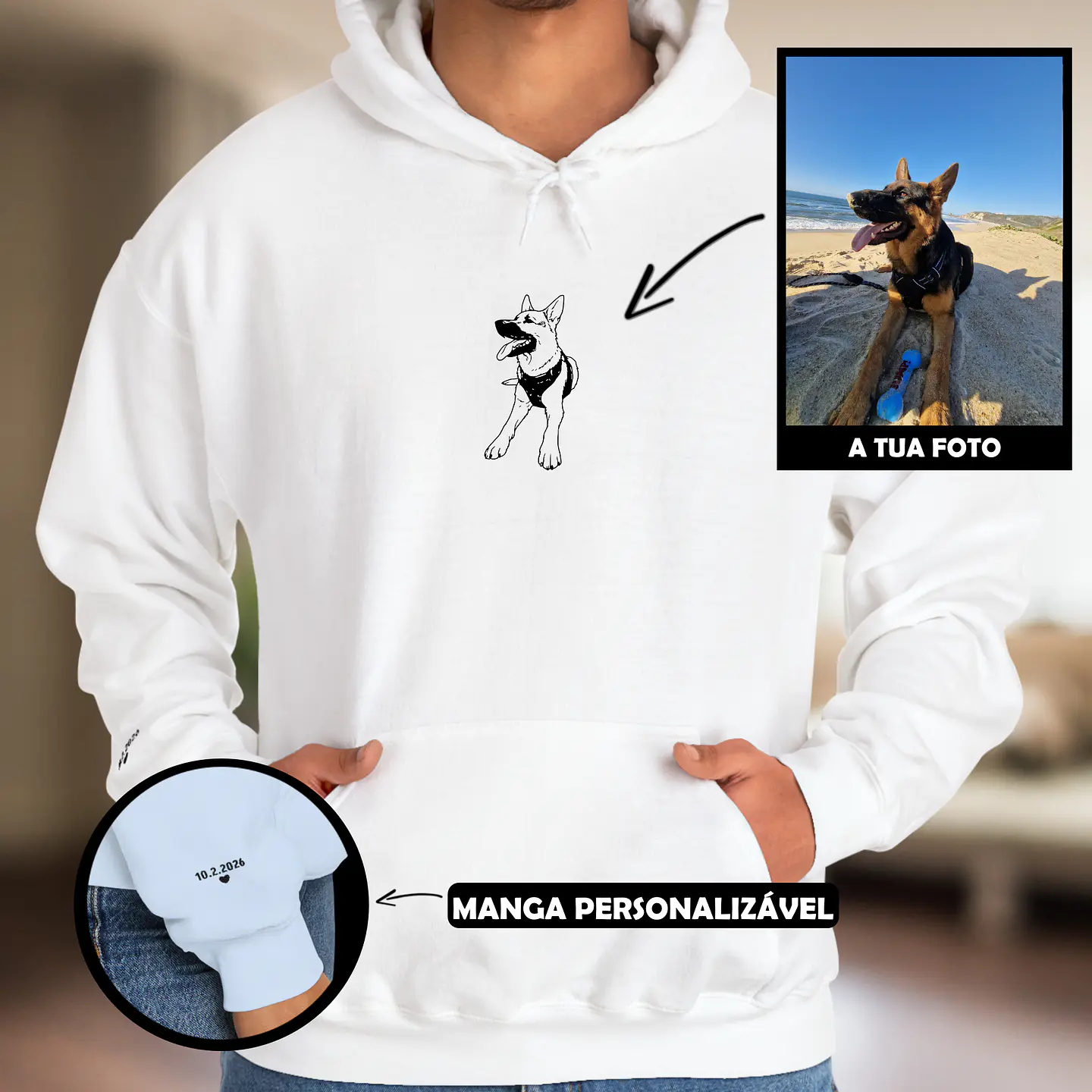 Hoodie - Fotografia Line-Art Personalizada [Bordado] 2