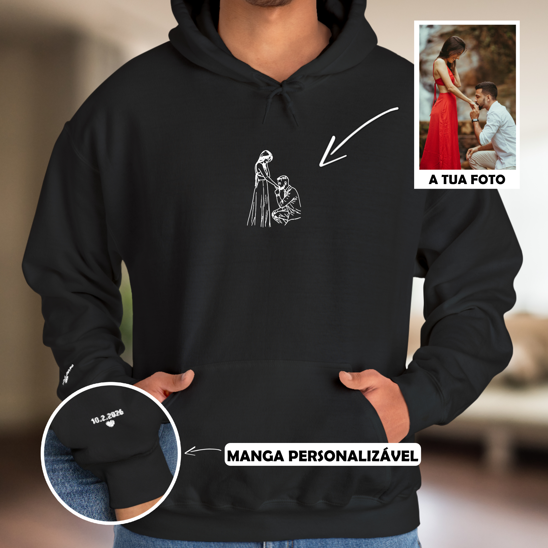 Hoodie - Fotografia Line-Art Personalizada 1
