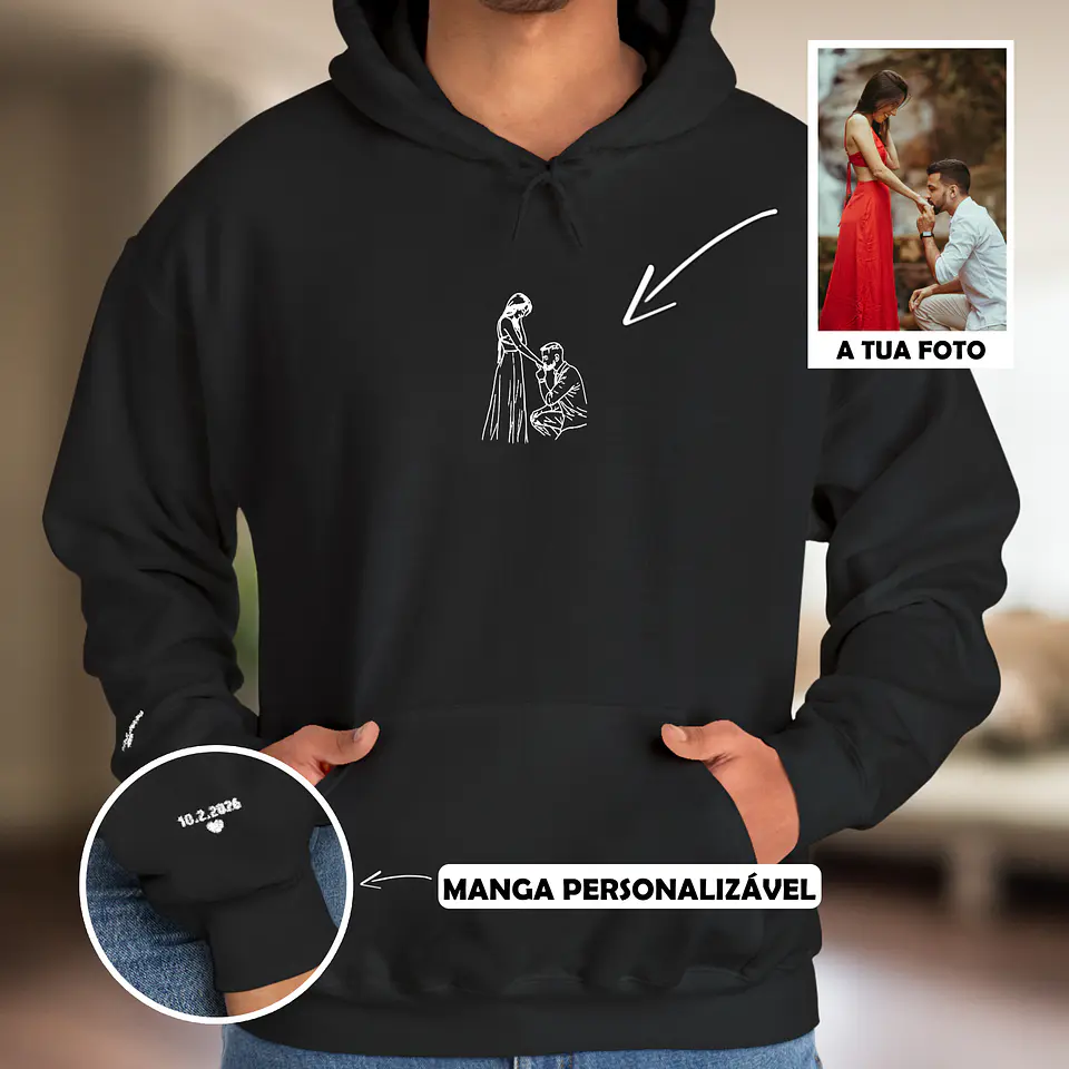 Hoodie - Fotografia Line-Art Personalizada [Bordado] 1
