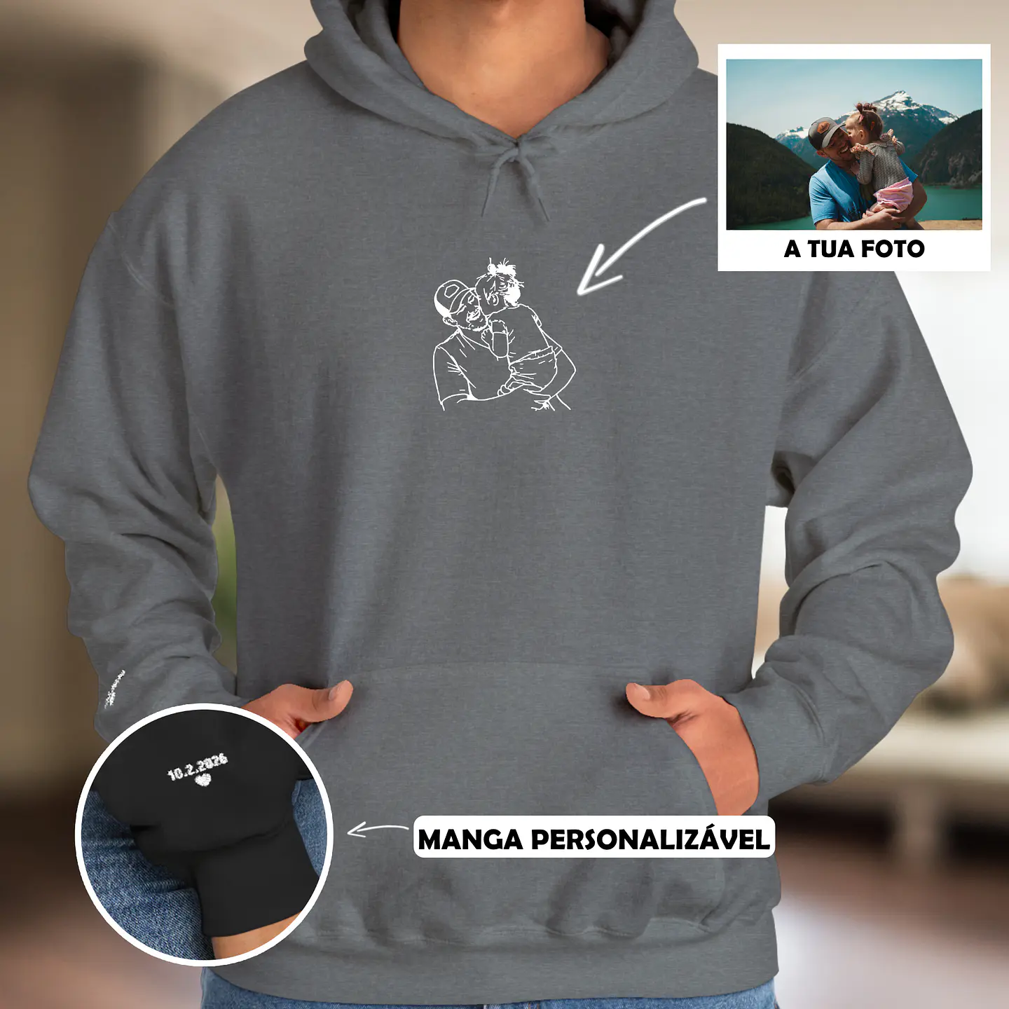 Hoodie - Fotografia Line-Art Personalizada [Bordado] 5