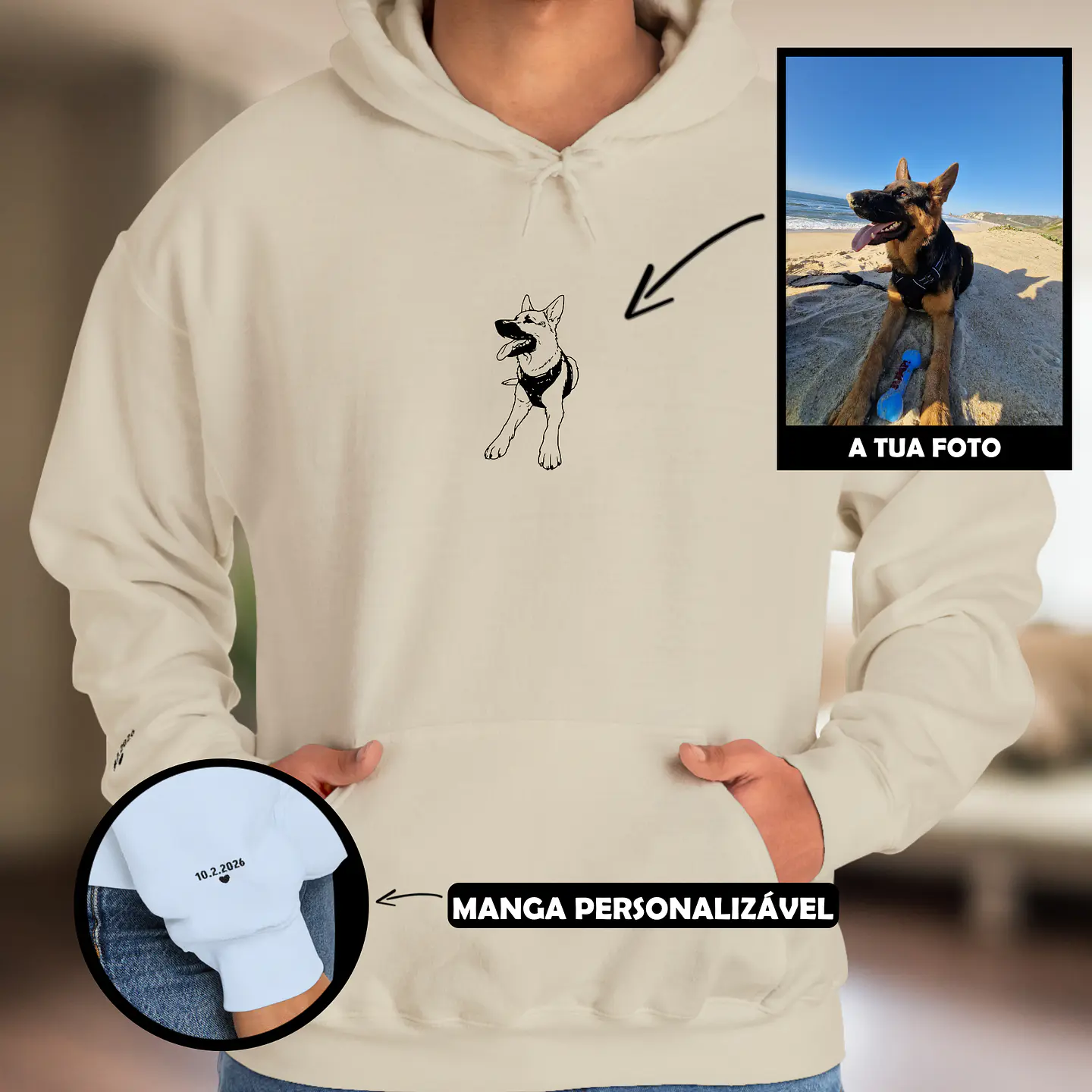 Hoodie - Fotografia Line-Art Personalizada [Bordado] 6