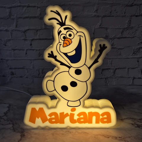 Candeeiro Temático - Olaf [Nome Personalizável]