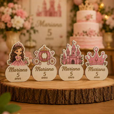 Lembrança Íman Aniversário - Princesas [Colorido]