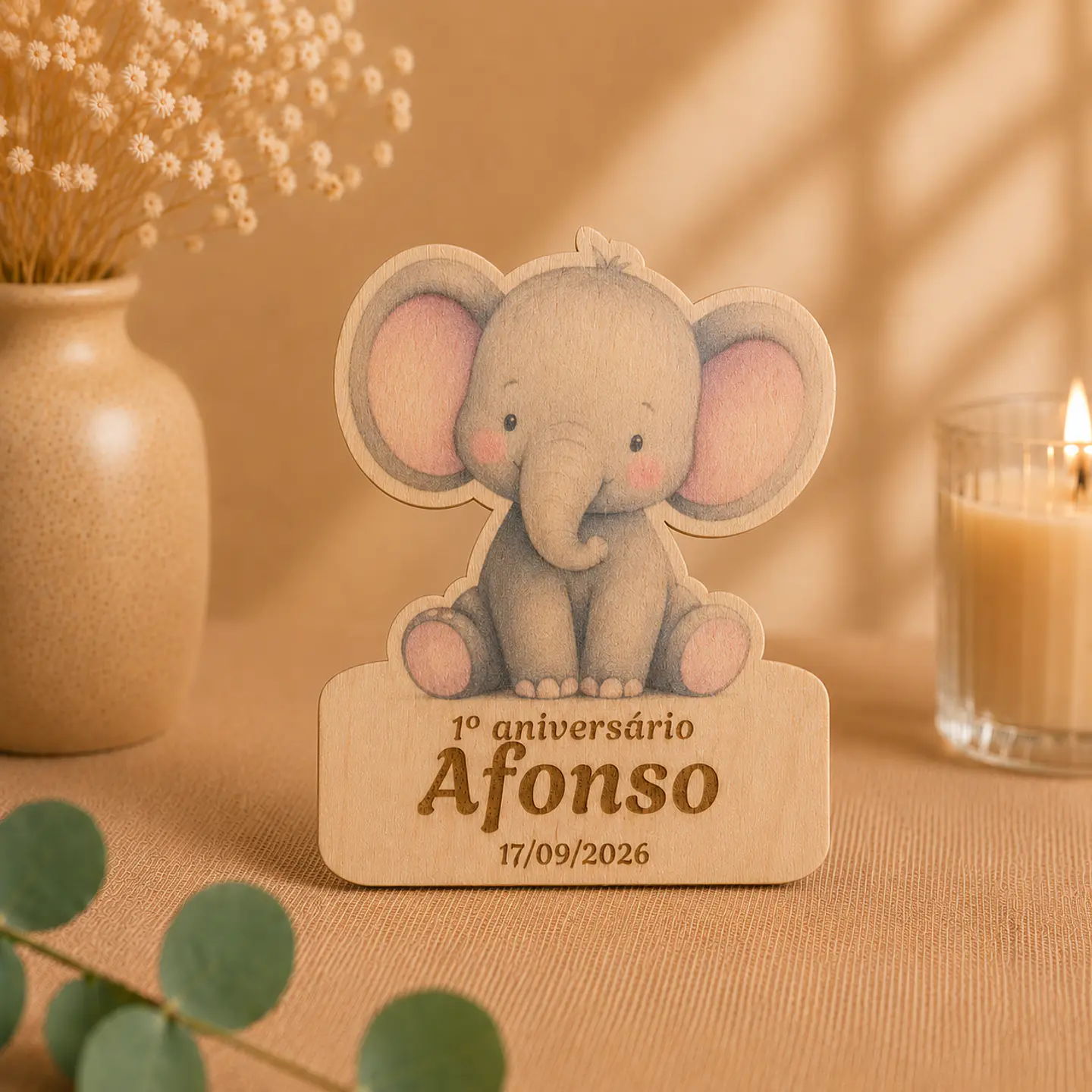 Lembrança Íman Aniversário/Batismo - Elefante [Colorido] 1