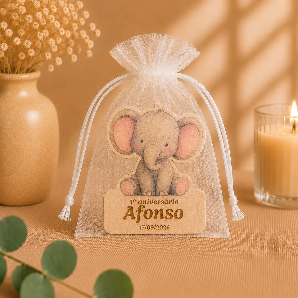 Lembrança Íman Aniversário/Batismo - Elefante [Colorido] 3