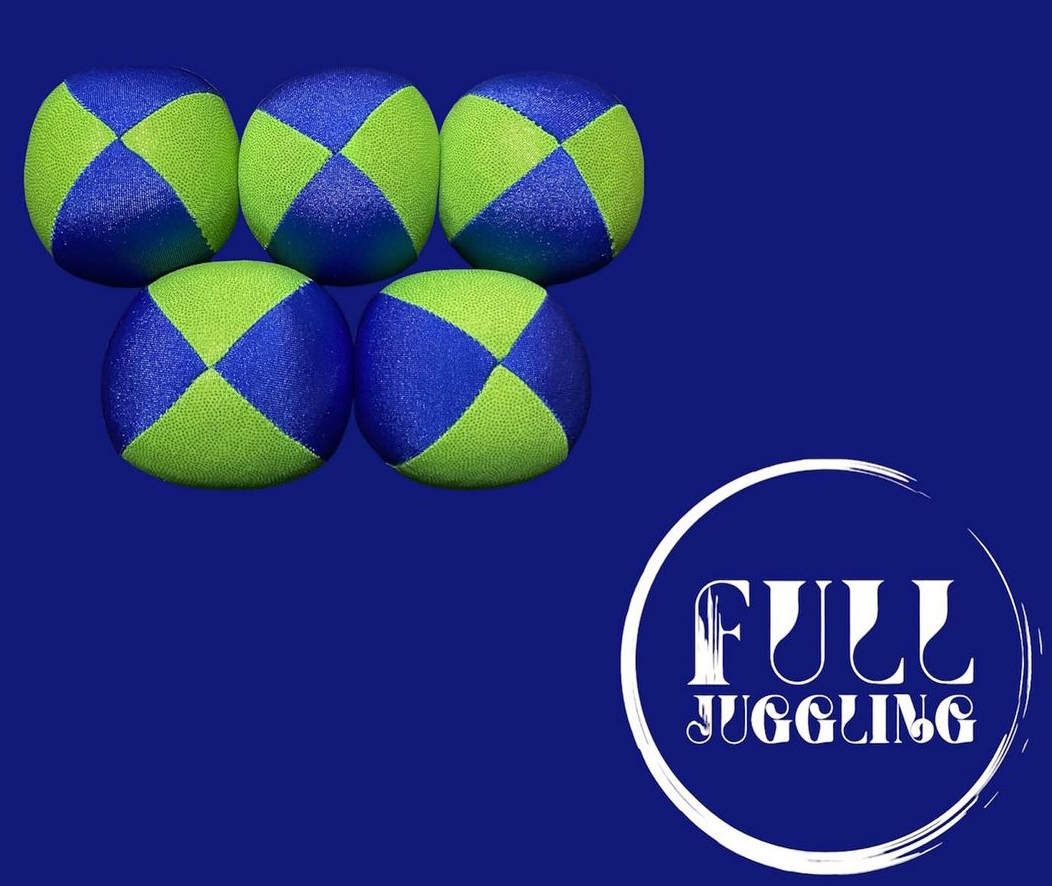 Beanbags Full juggling 4 paneles Azul y Verde fluor.