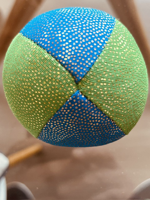 Beanbags 4 paneles Full Juggling Verde/Azul con brillos.