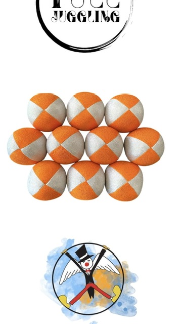 Beanbags 4 paneles Full Juggling Naranjo/Plateado con brillos.