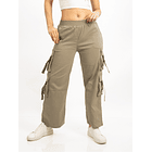 Pantalones cargo para mujer stretch spandex de pierna ancha 5