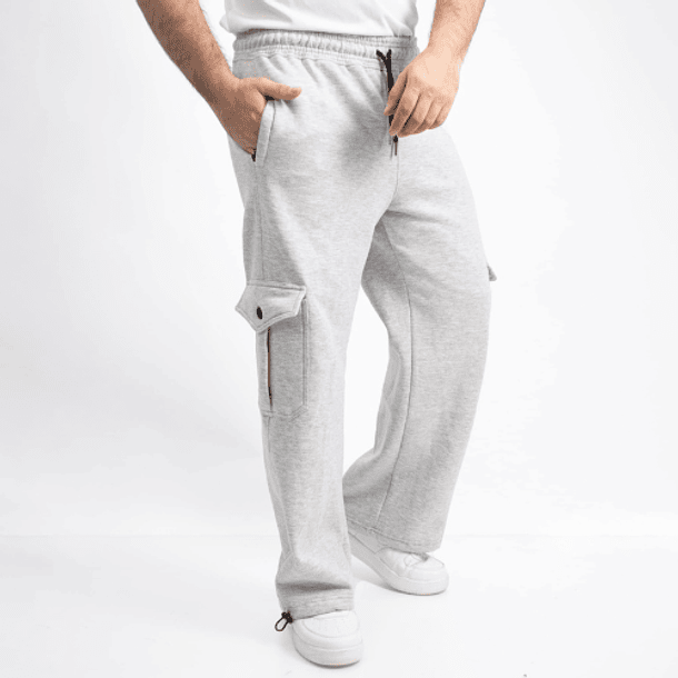 Pantalones parachute cargo franela Hombre 4