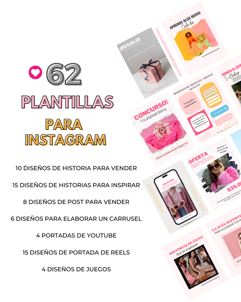 Pack 62 plantillas de instagram