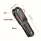 Linterna retráctil con luz de resaltado, lámpara portátil linterna recargable por USB 3