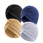  Turbante Plisados a la Moda - Suaves Gorros Elásticos Pañuelos de Cabeza Elásticos de Color Sólido  Mujeres y Hombres 2