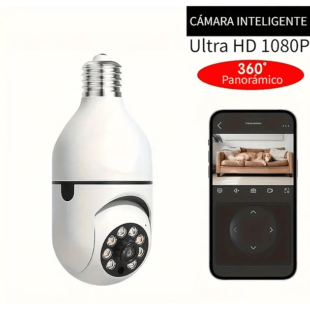 Cámara de seguridad inalámbrica para interiores y exteriores con bombilla, cámara WiFi de 2.4 GHz, 360 grados, E27 con rosca para el hogar, cámara de seguridad 1