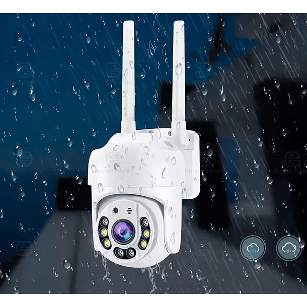 Cámara de seguridad de visión nocturna interior/exterior de 2MP Pixel - 360° Inclinación inalámbrica y conexión Wi-Fi 2