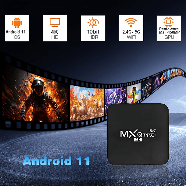 Android TV BOX MxQ pro 4k 5g - 8 GB RAM, 128 GB ROM, 5G WIFI Dual BT 5.0, Wifi 6 4