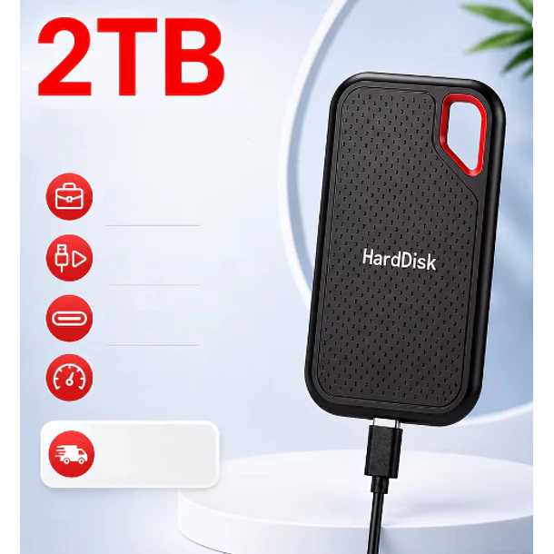 Disco Duro Portátil Externa de 1 TB, Disco Duro de 2 TB, para PC/Mac/Teléfono 2