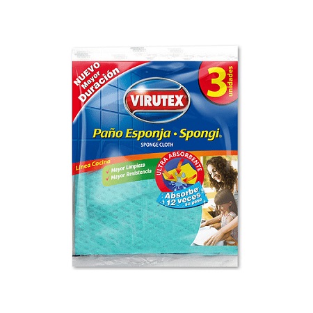 PAÑO ABSORVENTE X3 UND SPONGI COCINA VIRUTEX 
