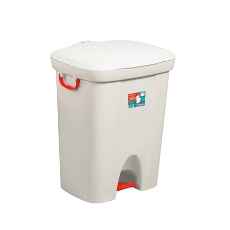 BASURERO C.TAPA 36 LT CON PEDAL BLANCO SAN REMO 