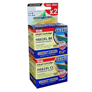 PACK PACIFIC COLOR HP  662BK-662CL ALTERNATIVO