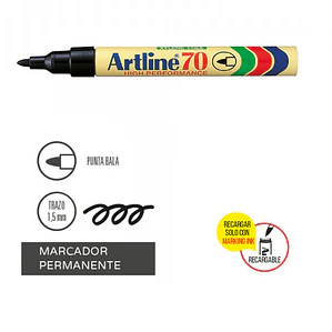MARCADOR PERMANENTE RECARGA 70 NEGRO PUNTA REDONDA ARTLINE 