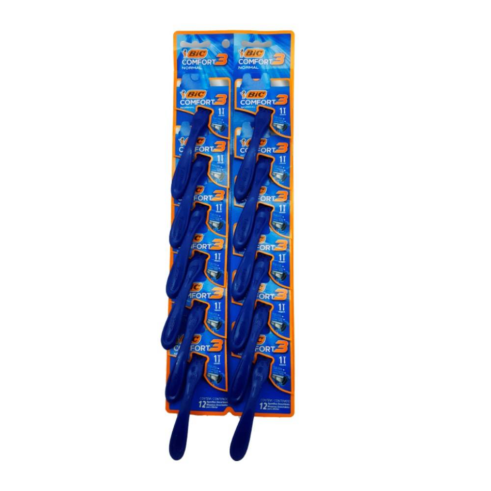 MAQUINA DE  AFEITAR 3 HJ X 12 UN COMFORT AZUL 