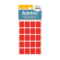 ETIQUETAS MANUALES ADETEC  19X23 MM 10 HOJAS 200 UNIDADES COLORES